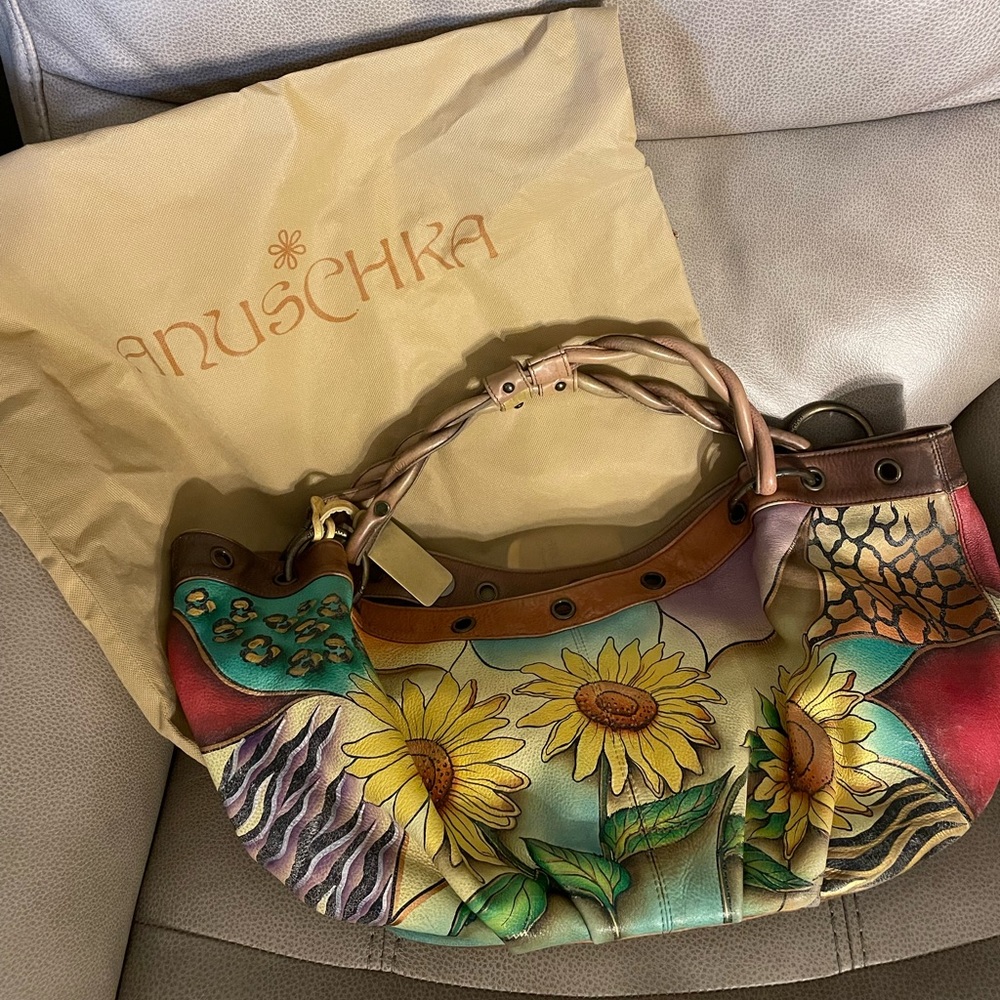 Anuschka Sunflower Leather Handbag